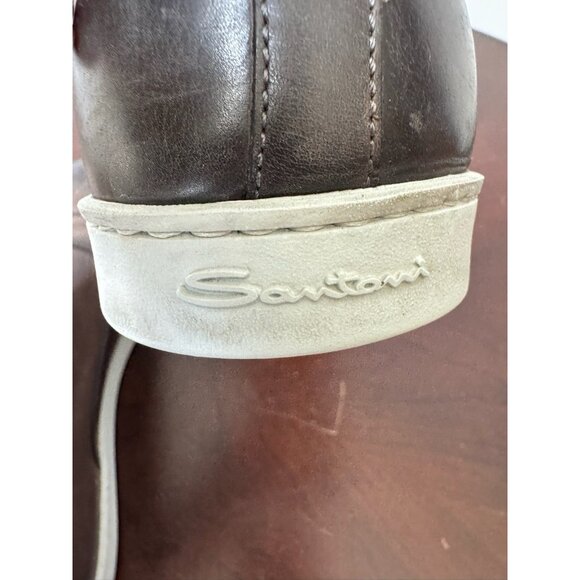 Santoni Durbin Derby Calfskin Leather Sneaker Lace-up Gray Brown Men 10.5 main image 7